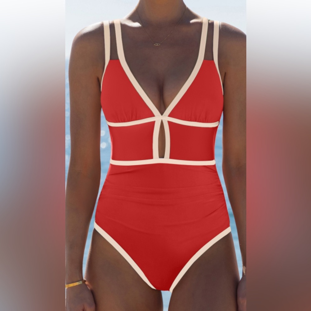 Popvil brick red one piece swimsuit